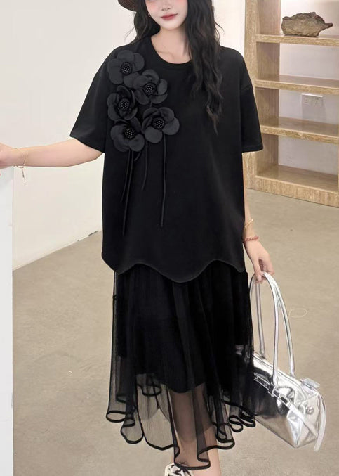 Italian White Oversized Floral Decorated Cotton Tank Summer