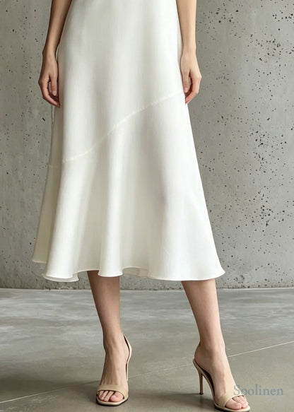 Italian White Patchwork Draping Silk Maxi Dresses Summer