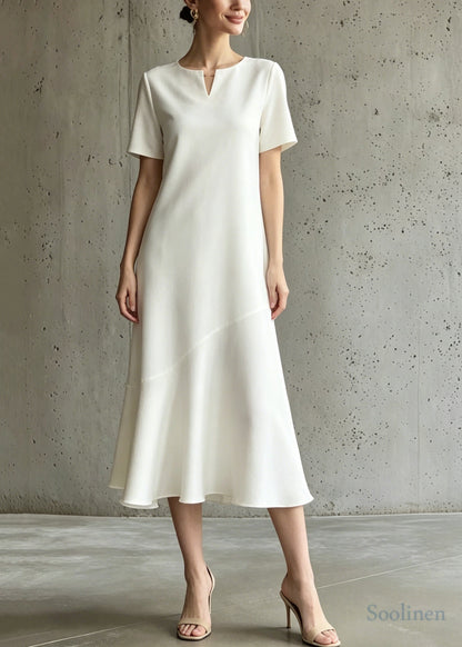 Italian White Patchwork Draping Silk Maxi Dresses Summer