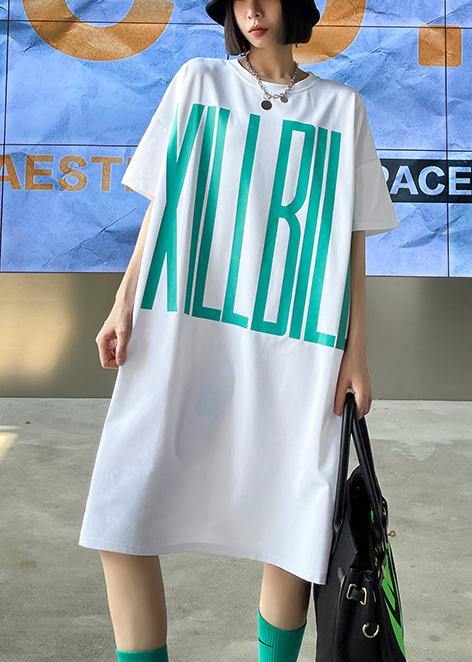 Italian White Side Open Graphic Party Dresses Summer - SooLinen