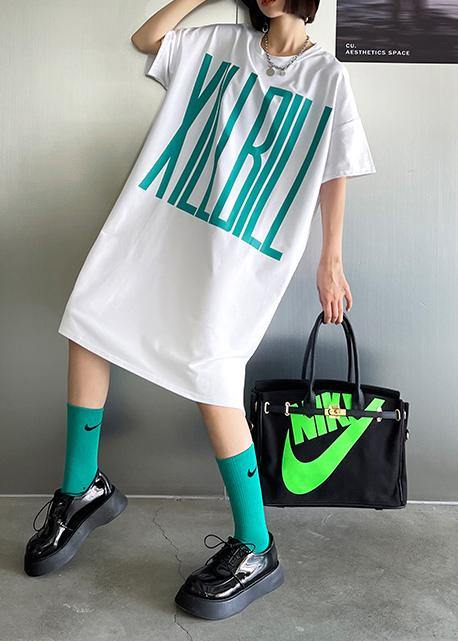 Italian White Side Open Graphic Party Dresses Summer - SooLinen