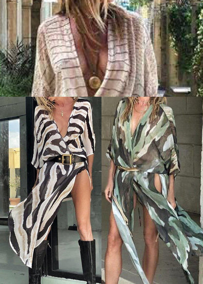 Italian Zebra Pattern Asymmetrical Design Cotton Cardigan Summer
