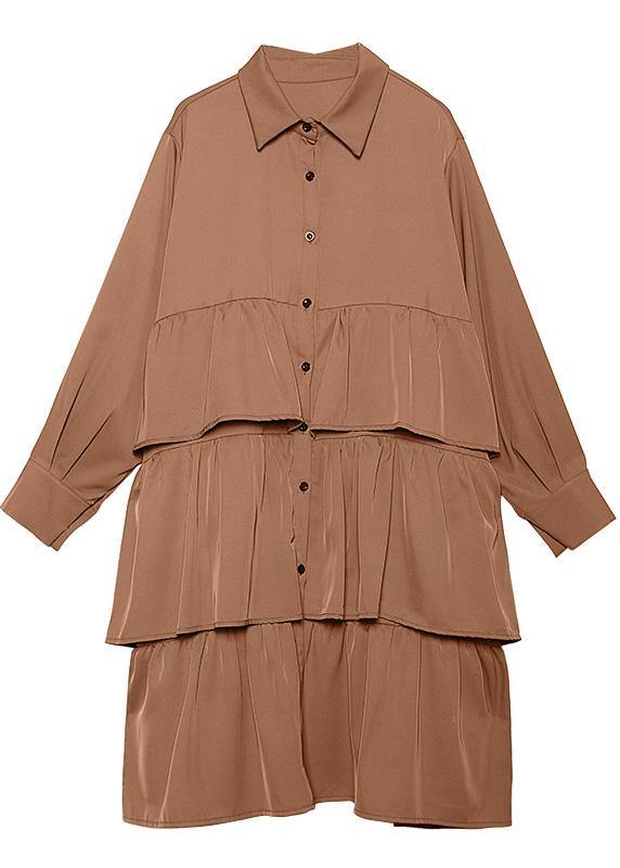 Italian black Cotton quilting clothes spring shift layered ruffles Dresses - SooLinen