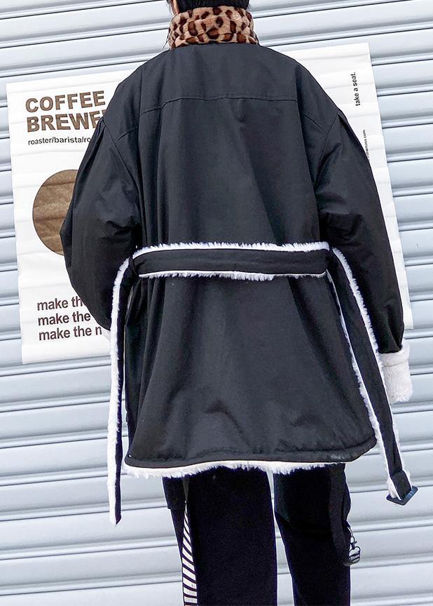 Italian black Fine clothes For Women Outfits patchwork leopard tie waist coats - SooLinen