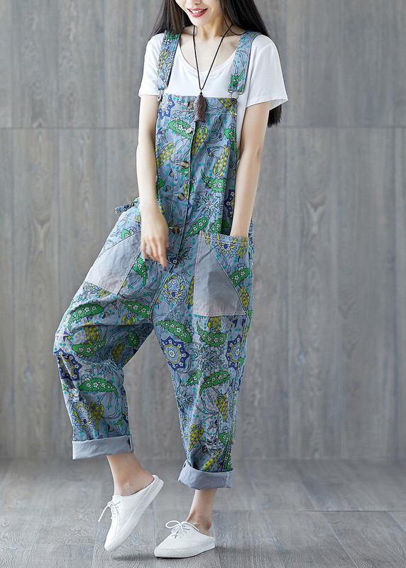 Italian cotton trousers Vintage Summer Fashion Bleached Cotton Overalls - SooLinen