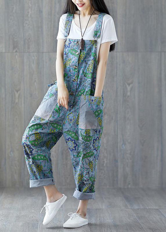Italian cotton trousers Vintage Summer Fashion Bleached Cotton Overalls - SooLinen