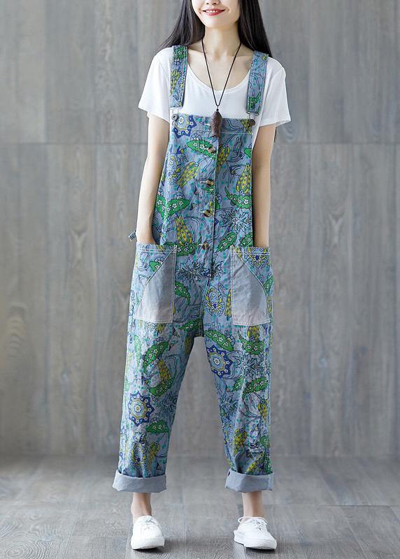 Italian cotton trousers Vintage Summer Fashion Bleached Cotton Overalls - SooLinen