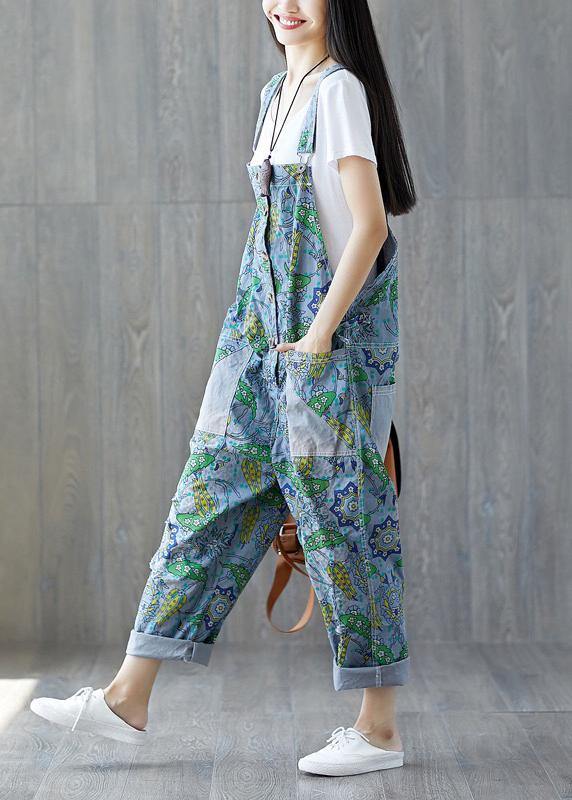 Italian cotton trousers Vintage Summer Fashion Bleached Cotton Overalls - SooLinen