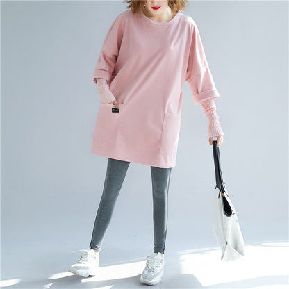 Italienische falsche zwei Stücke Baumwolle Tunika Muster stilvolle rosa Silhouette Bluse