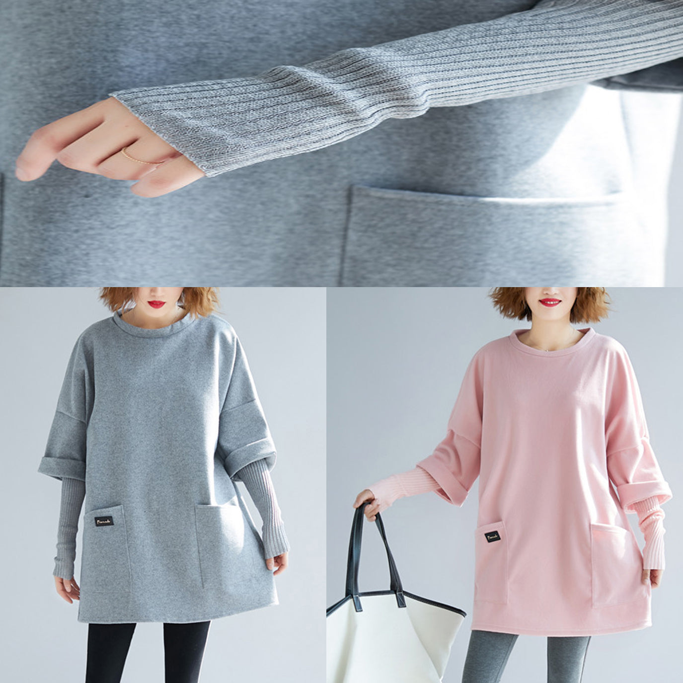 Italienische falsche zwei Stücke Baumwolle Tunika Muster stilvolle rosa Silhouette Bluse