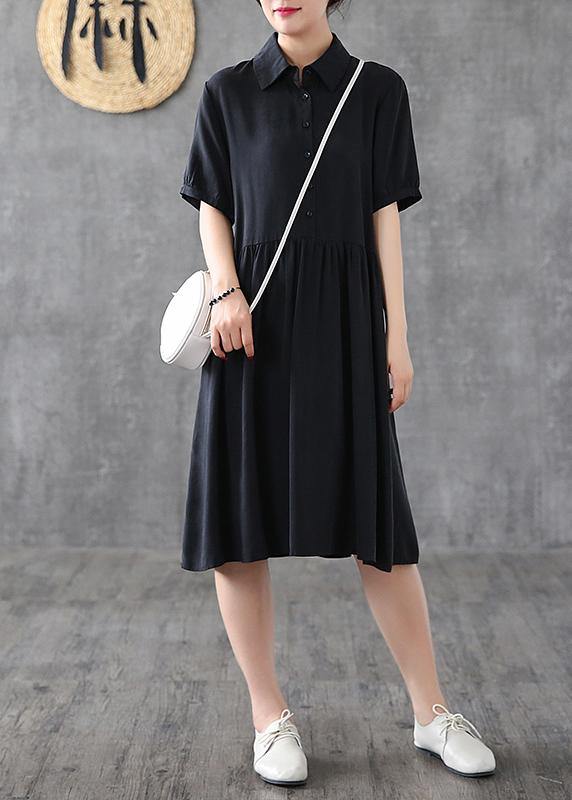 Italian gray quilting dresses lapel Cinched Art Dresses - SooLinen