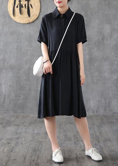 Italian gray quilting dresses lapel Cinched Art Dresses - SooLinen