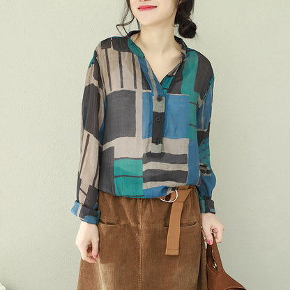 Italienisches grün kariertes Baumwoll-Boxtop in Übergröße, Weihnachtsgeschenke, V-Ausschnitt, Alltagshemden