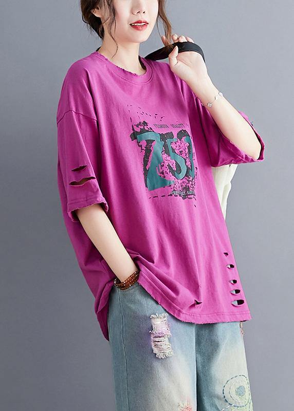 Italian green o neck cotton clothes For Women Hole Art summer top - SooLinen