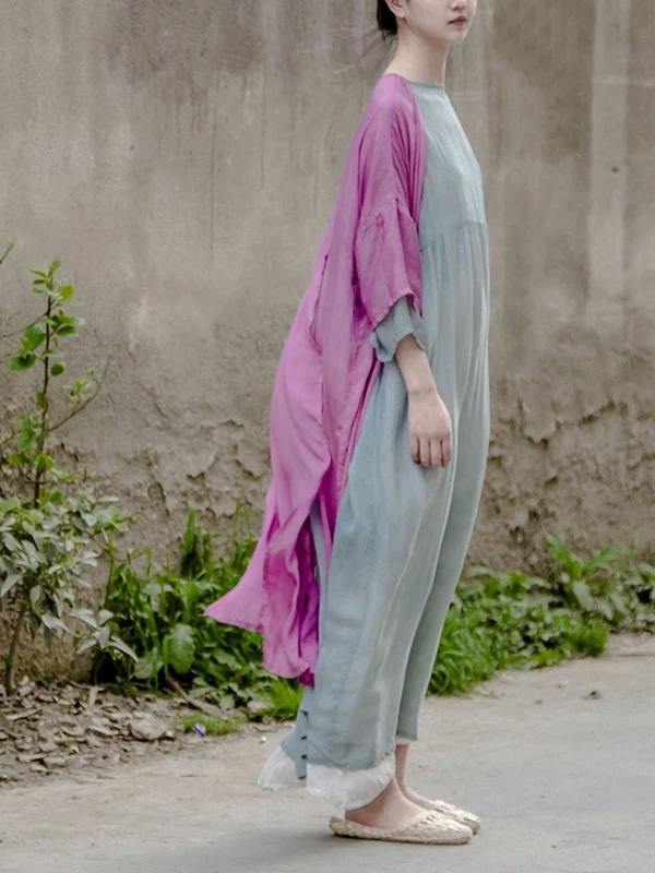 Italian green quilting dresses o neck large hem Traveling Dresses - SooLinen