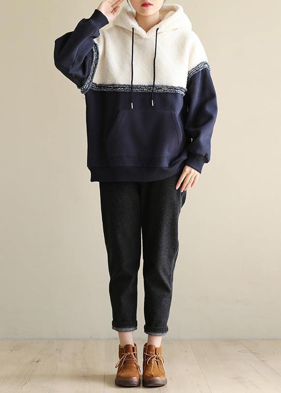 Italian hooded cotton patchwork Blouse design white blouse - SooLinen