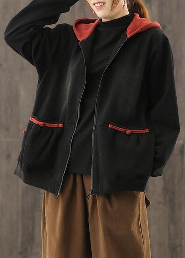 Italian hooded zippered Fashion trench coat red tunic jackets - SooLinen