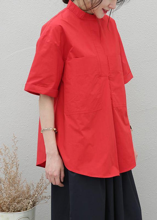 Italian lapel pockets cotton Tunic Outfits white shirt - SooLinen