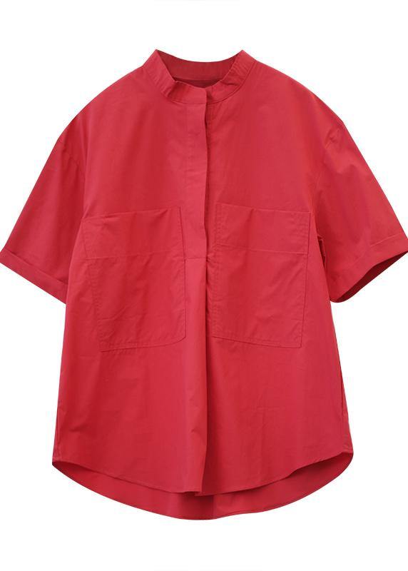 Italian lapel pockets cotton Tunic Outfits white shirt - SooLinen