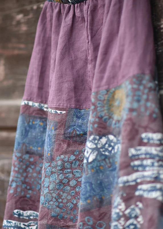 Italian linen trousers Vintage Printed Low Crotch Casual Harem Pants - SooLinen