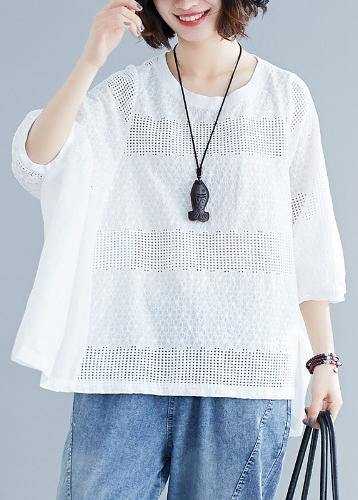 Italian o neck Batwing Sleeve clothes For Women Christmas Gifts white blouse - SooLinen