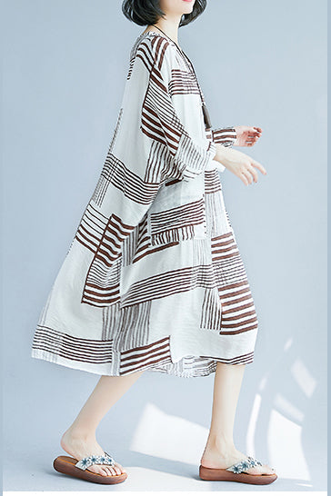 Italienische O-Ausschnitt Taschen Chiffon Quilting Kleidung Frauen Runway braun übergroßen Kleid Sommer