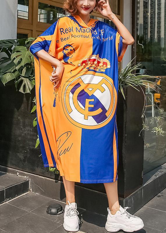 Italian patchwork color cotton quilting dresses hooded pritns Dresses summer Dresses - SooLinen