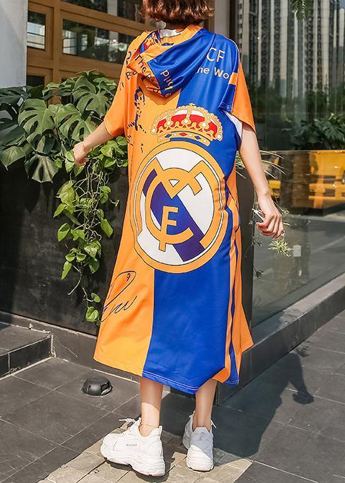 Italian patchwork color cotton quilting dresses hooded pritns Dresses summer Dresses - SooLinen