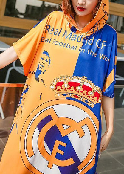 Italian patchwork color cotton quilting dresses hooded pritns Dresses summer Dresses - SooLinen