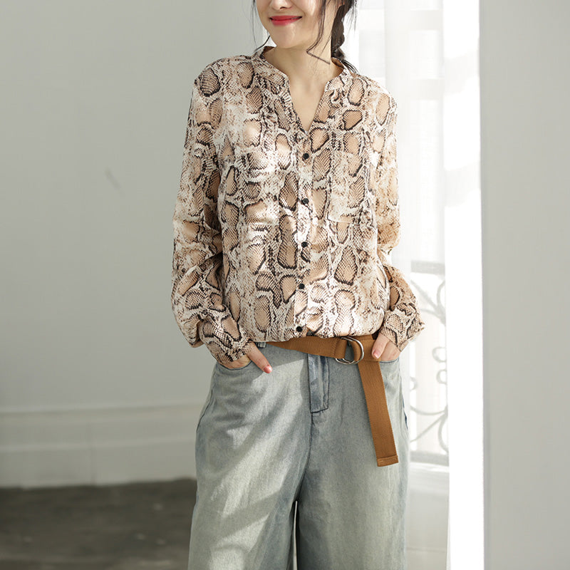 Italienische rosa braune feine Modeideen mit V-Ausschnitt Plus Size Kleidung Blusen