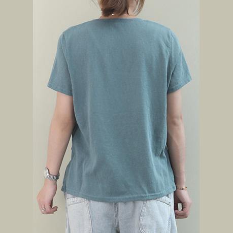 Italian pink cotton clothes For Women o neck asymmetric baggy blouse - SooLinen