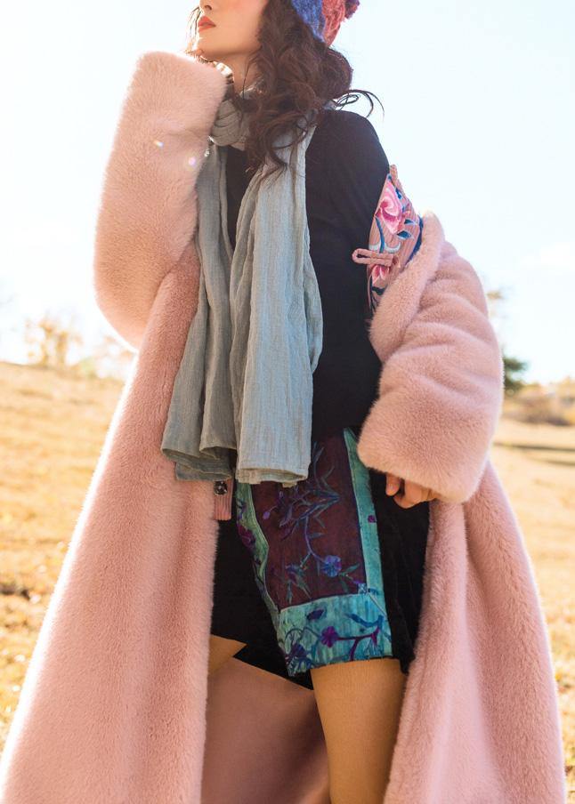 Italian pink fine crane coats pattern embroidery outwears - SooLinen