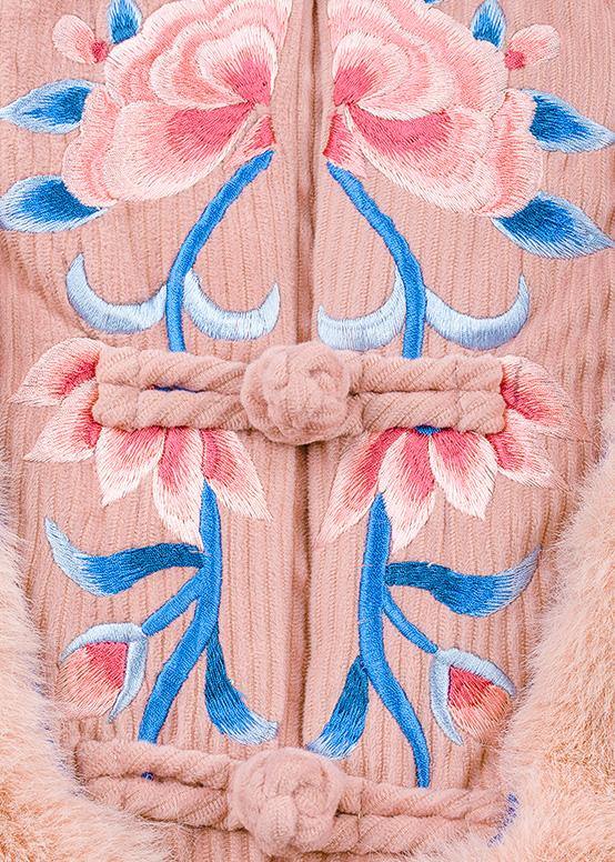 Italian pink fine crane coats pattern embroidery outwears - SooLinen