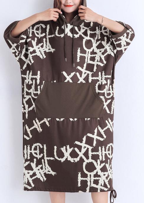 Italienische Taschen Baumwollkleider Mom Catwalk Schokoladendruck kurzes Kleid Sommer