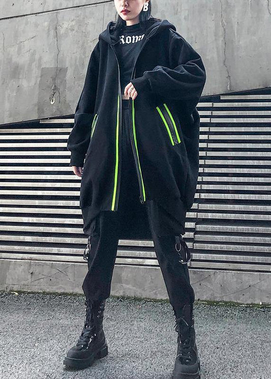 Italian pockets thick cotton clothes Cotton black blouses - SooLinen