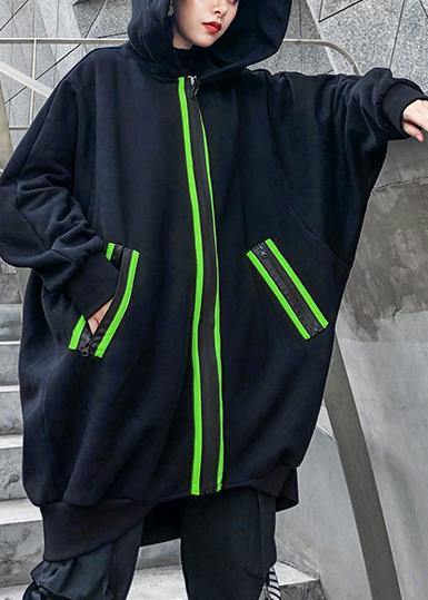 Italian pockets thick cotton clothes Cotton black blouses - SooLinen