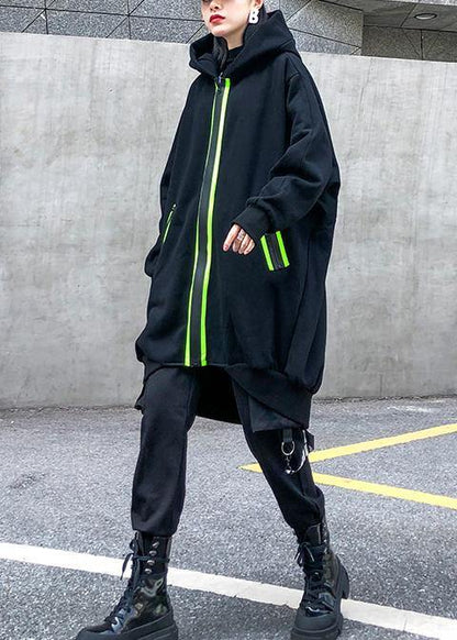 Italian pockets thick cotton clothes Cotton black blouses - SooLinen