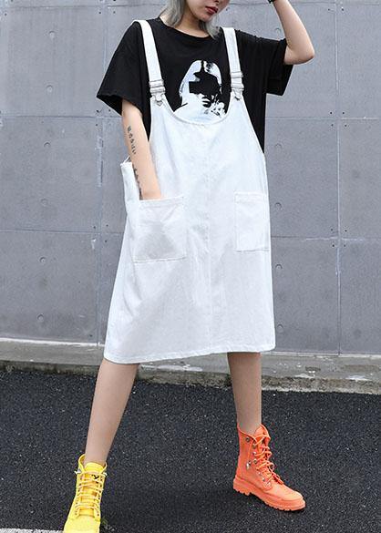 Italian white cotton quilting clothes strap Traveling summer Dress - SooLinen