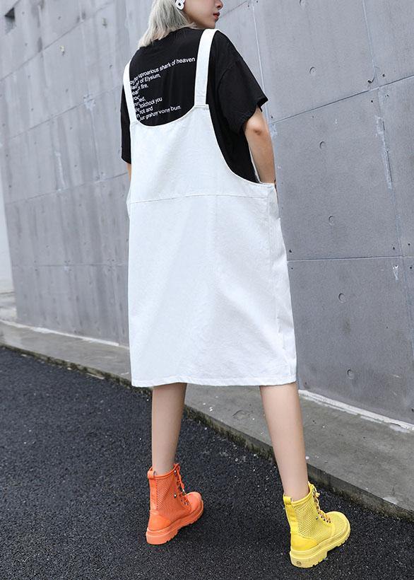 Italian white cotton quilting clothes strap Traveling summer Dress - SooLinen