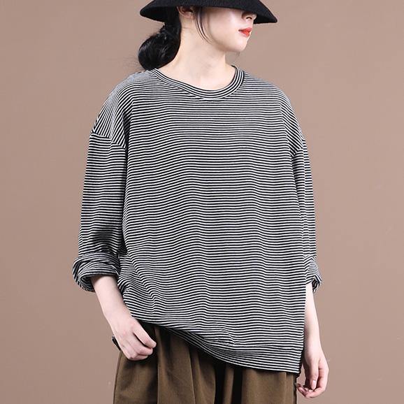 Italian white striped clothes For Women o neck Dresses fall blouses - SooLinen