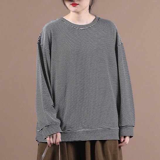 Italian white striped clothes For Women o neck Dresses fall blouses - SooLinen