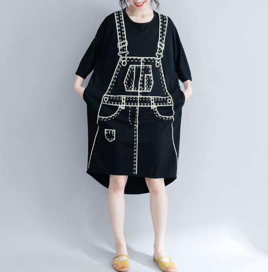 Italienische schwarze Garderoben O-Ausschnitt Low High Design Maxi Frühlingskleid