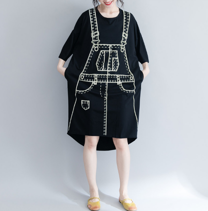 Italienische schwarze Garderoben O-Ausschnitt Low High Design Maxi Frühlingskleid