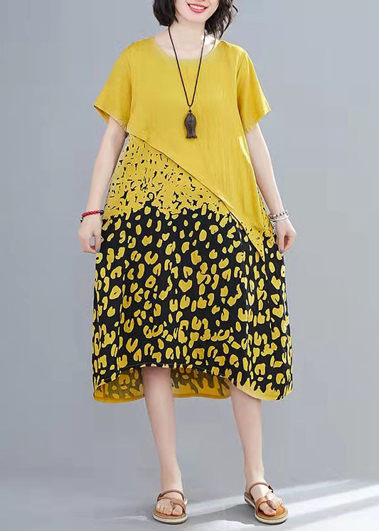 Italienische O-Ausschnitt-Steppkleider aus Baumwolle, indische Arbeit, weißer Druck, A-Linie, Sommer