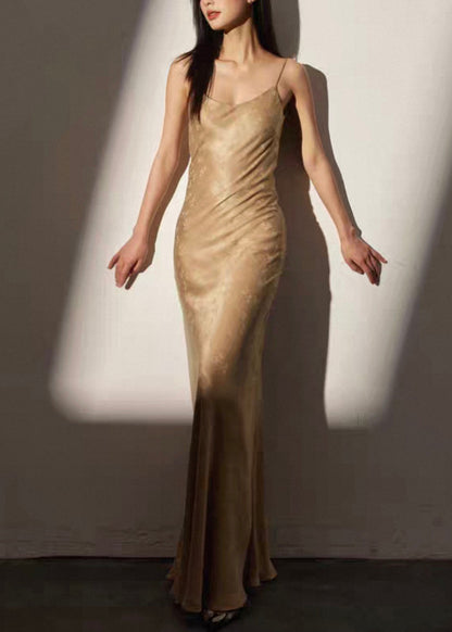 Jacquard Dark Gray Backless High Waist Cotton Spaghetti Strap Dress Sleeveless