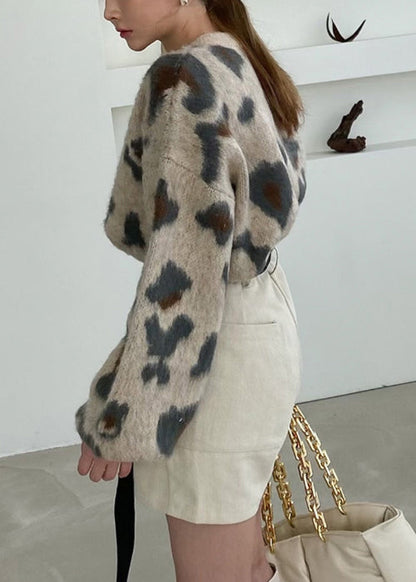 Jacquard-Khaki-Rundhals-Schal und -Pullover-Strickset, zweiteilig, Winter