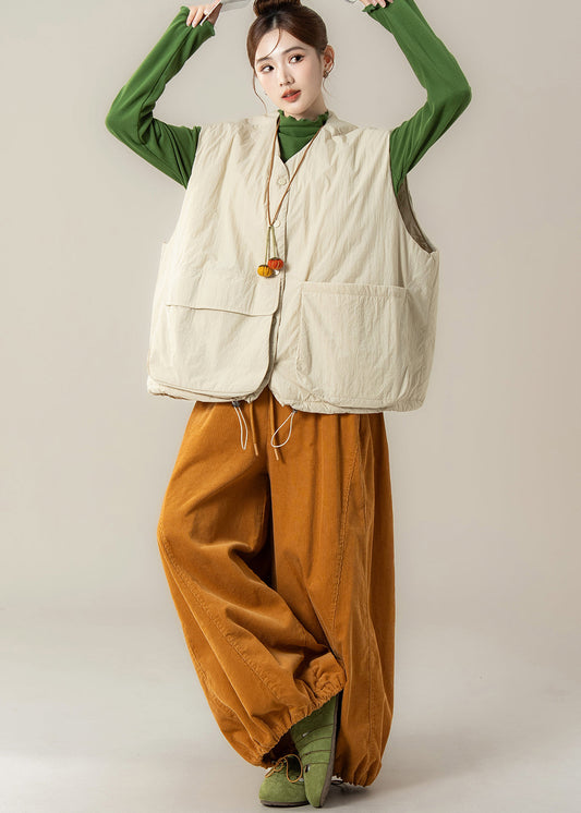 Japanische Aprikosen-Baumwollweste mit Kordelzug, 3-teiliges Winter-Outfit