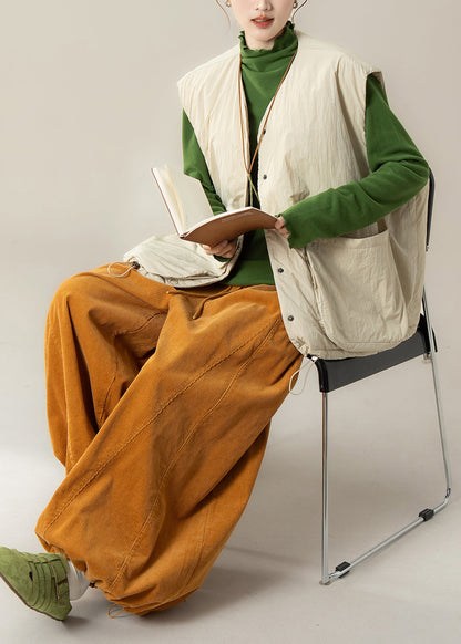 Japanische Aprikosen-Baumwollweste mit Kordelzug, 3-teiliges Winter-Outfit