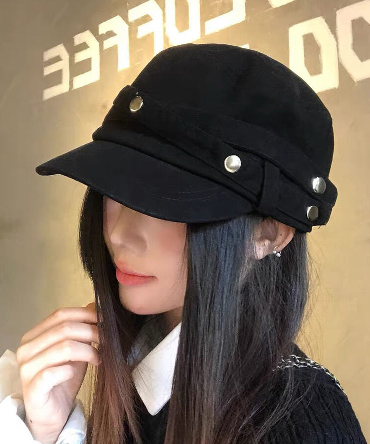Japanese Casual Versatile Grey Rivet Rquestrian Hat