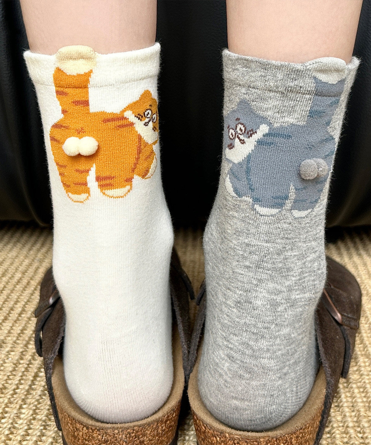 Japanese Style Cute Cat Cotton Mid Socks Breathable